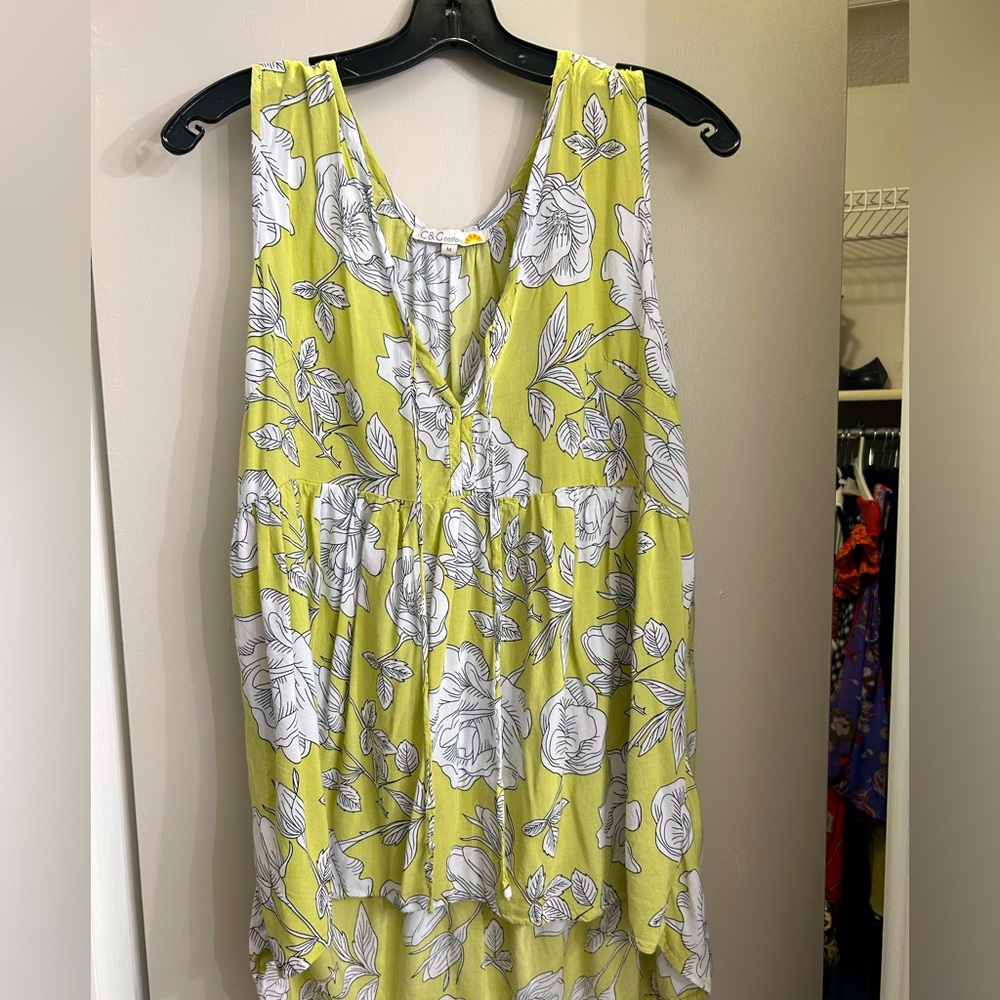 C&C Lime, floral tank, medium
